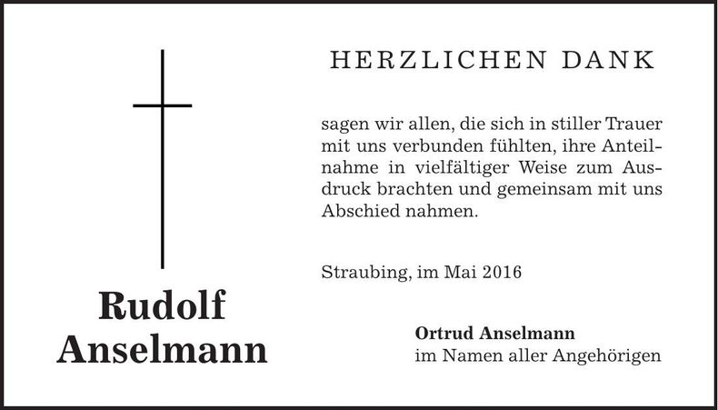 Traueranzeige Rudolf Anselmann
