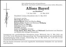 Traueranzeige Alfons Bayerl