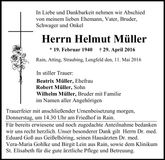 Traueranzeige Helmut Müller