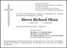 Traueranzeige Richard Okun