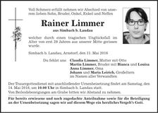 Traueranzeige Rainer Limmer