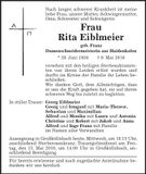 Traueranzeige Rita Eiblmeier
