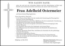Traueranzeige Adelheid Ostermeier