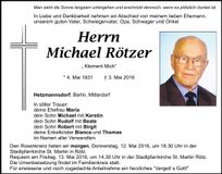 Traueranzeige Michael Rötzer