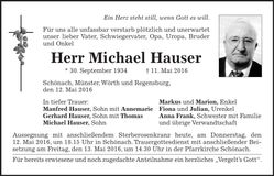 Traueranzeige Michael Hauser