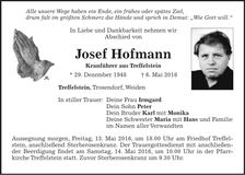 Traueranzeige Josef Hofmann