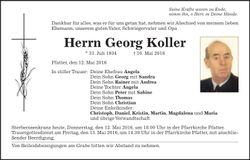 Traueranzeige Georg Koller