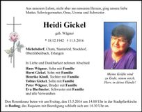 Traueranzeige Heidi Gickel