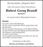 Traueranzeige Georg Brandl