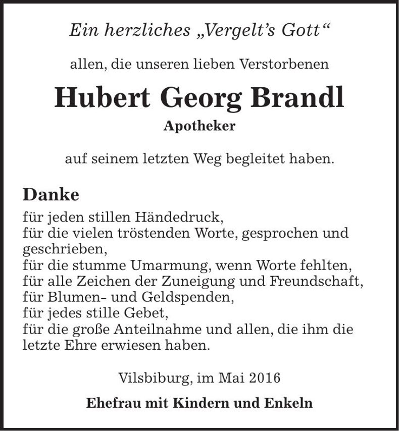 Traueranzeige Georg Brandl