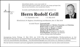 Traueranzeige Rudolf Grill