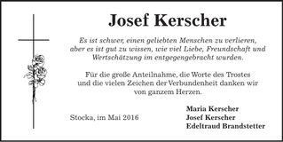Traueranzeige Josef Kerscher
