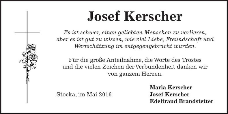Traueranzeige Josef Kerscher