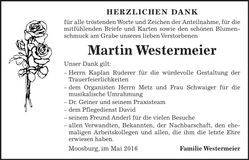 Traueranzeige Martin Westermeier