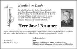 Traueranzeige Josef Brunner