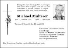 Traueranzeige Michael Multerer