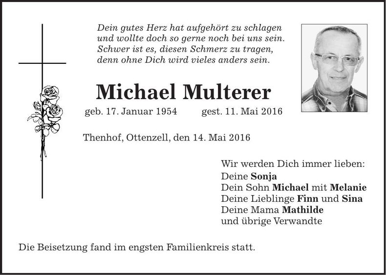 Traueranzeige Michael Multerer