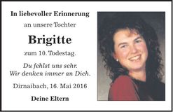 Traueranzeige Brigitte Oberloher