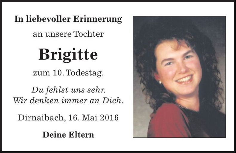 Traueranzeige Brigitte Oberloher