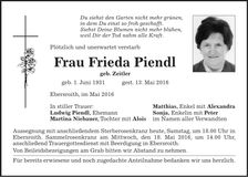 Traueranzeige Frieda Piendl