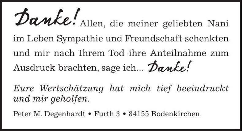 Traueranzeige Nani Degenhardt