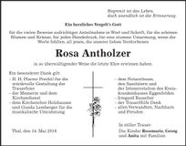 Traueranzeige Rosa Antholzer
