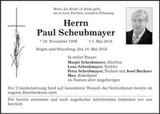 Traueranzeige Paul Scheubmayer