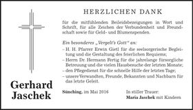 Traueranzeige Gerhard Jaschek