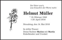 Traueranzeige Helmut Müller