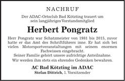 Traueranzeige Herbert Pongratz