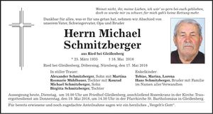 Traueranzeige Michael Schmitzberger