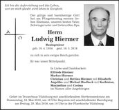 Traueranzeige Ludwig Hiermer