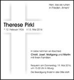 Traueranzeige Therese Pirkl