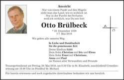 Traueranzeige Otto Brülbeck