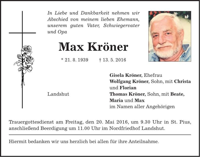 Traueranzeige Max Kröner