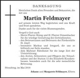 Traueranzeige Martin Feldmayer