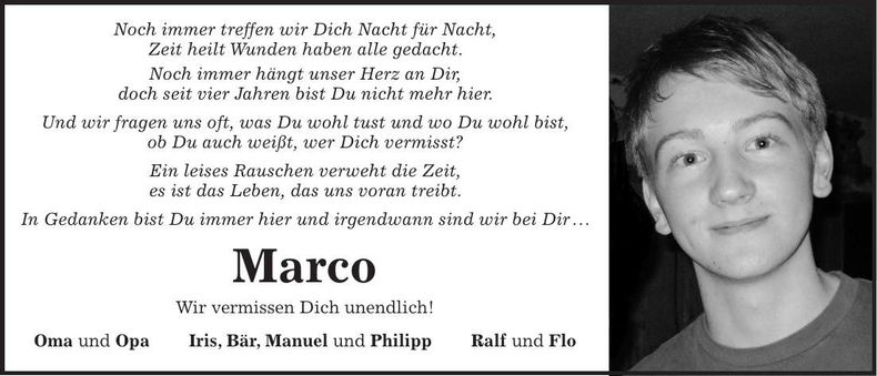 Traueranzeige Marco Gangkofner