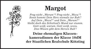 Traueranzeige Margot Eckert