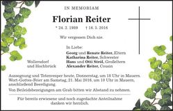 Traueranzeige Florian Reiter