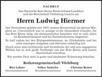Traueranzeige Ludwig Hiermer