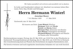 Traueranzeige Hermann Winterl