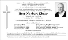 Traueranzeige Norbert Ebner