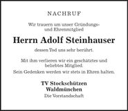 Traueranzeige Adolf Steinhauser