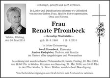 Traueranzeige Renate Pfrombeck