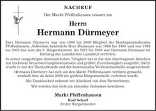 Traueranzeige Hermann Dürmeyer