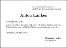 Traueranzeige Anton Lankes