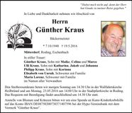 Traueranzeige Günther Kraus