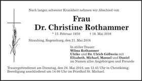 Traueranzeige Christine Rothammer