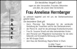 Traueranzeige Anneliese Herrnberger