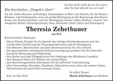 Traueranzeige Theresia Zehetbauer
